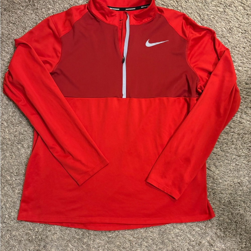 Nike Red Half-Zip Long Sleeve Top